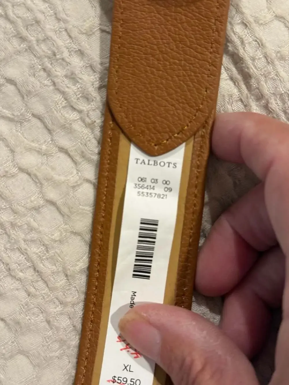 Talbots Women's Brown Leather Trim Madras Plaid Belt Size XL Gold Buckle